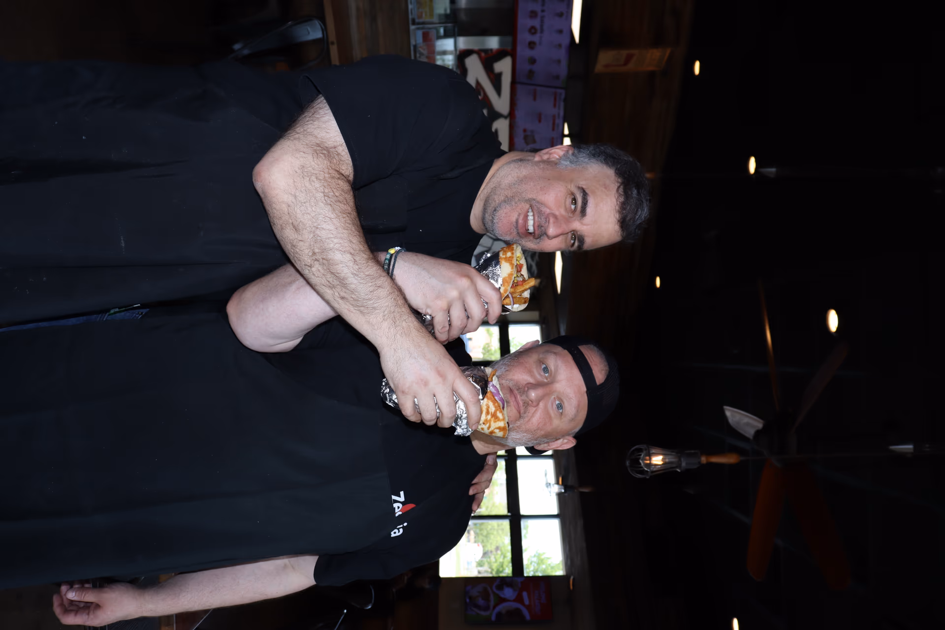 A Zestia gyro, mid-bite